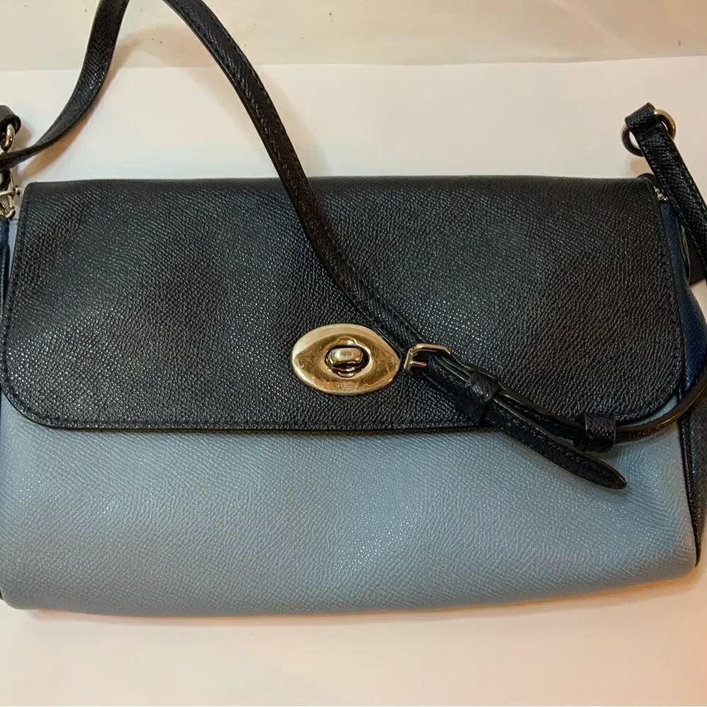 coach F57501 bag purse crossbody shoulder ruby clutch blue 9.5x6x2”